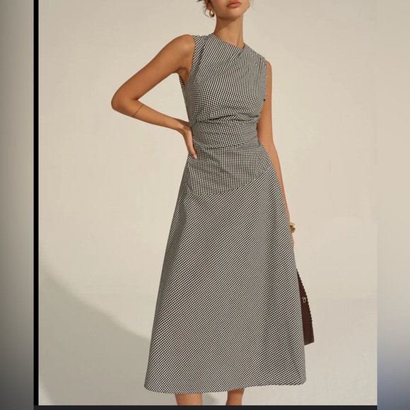 Commense, Black White Gingham Midi Dress, Size S | 0410 - Picture 1 of 7